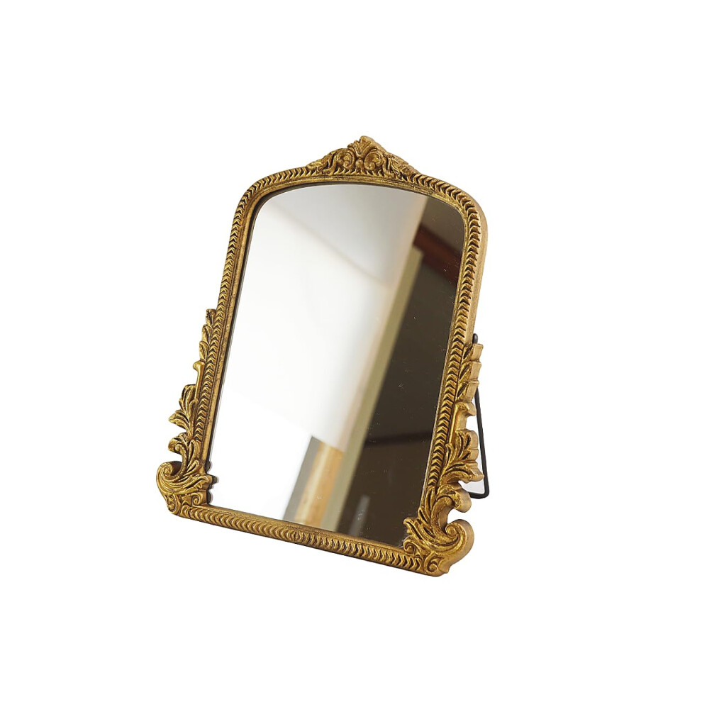 Miroir de maquillage vintage en forme d'arche, style ancien, traditionnel et chic, avec cadre en bois dor   , petit miroir sculpt    Arendahl pour sa
