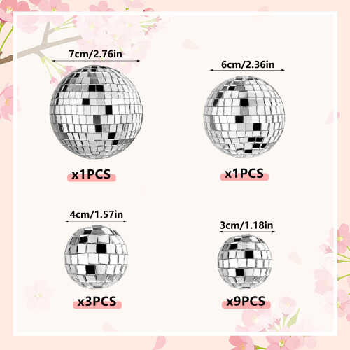14 PCS Bolas de Disco para Decoração de Bolos 1.18-2.76 polegadas Festa Temática 1