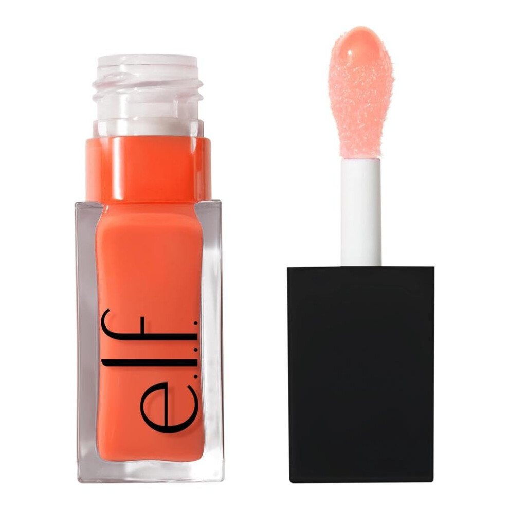 e.l.f. Glow Reviver Lip Oil  Nourishing Tinted Lip Oil For A High-shine Finish  Infused With Jojoba Oil  Vegan & Cruelty-free  Coral Fixation