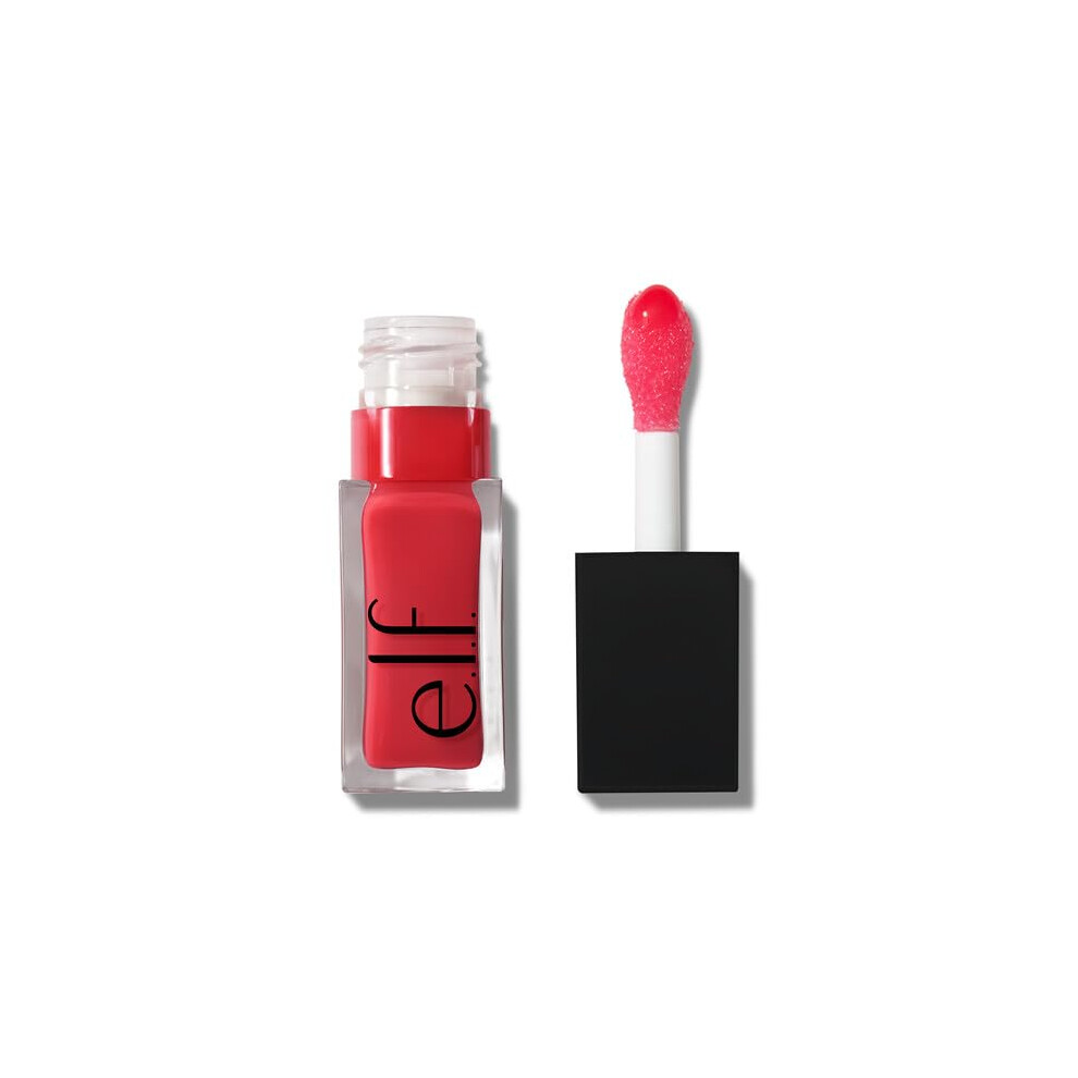 e.l.f. Glow Reviver Lip Oil  Nourishing Tinted Lip Oil For A High-shine Finish  Infused With Jojoba Oil  Vegan & Cruelty-free  Red Delicious