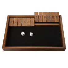 WE Games Shut The Box Game Wooden - 12 Number Flip Tiles with Walnut Stained Wooden Game Board - Large 13.5 inches Board Games for Family Game N