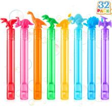 JOYIN Confezione da 32 Bolle Bomboniere per Bambini 8 Colori Dinosauro Mini Bacchette per Bolle Goodie Bag Stuffer Scatola del Tesoro Giocattoli