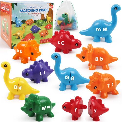 GKDOMS Αλφαβητικά Δεινοσαυράκια, 26 PCS Διπλής Όψης ABC με Κεφαλαία και Πεζά