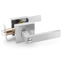 ANNFUZ Privacy Door Handle Without Key Square Interior Door Lever with Emergency Access Reversible Keyless Lever for Right & Left Side for Bathrooms