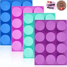HKNMTT Siliconen Oreo Koekjesvorm 4 STUKS Ronde Snoep Chocolade Oreos Mallen 12-Cavity Cilinder Antiaanbaklaag Food Grade BPA Gratis Mallen voor het