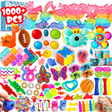 1000Pcs Fidget Toys Pack Bulk Party Favors for Kids Stocking Stuffers Treasure Box Chest Birthday Party Classroom Carnival Prizes Pinata Stuffer