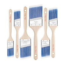 Bates- Paint Brushes 6 Pack Angle Brushes in Assorted Sizes Treated Wood Handle Paint Brushes for Walls Stain Brush Wall Paint Brushes Fur