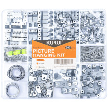 KURUI 303-delige foto-ophangset Fotohangers Geassorteerde set met zware muurhaken Zaagtand Fotodraad D-ringen Hardware Nagels Ooghaken Zilveren zware
