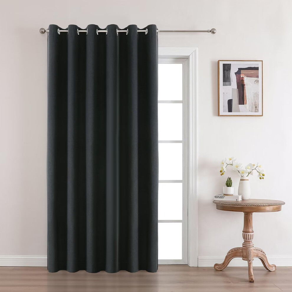Joydeco Black Out Room Divider Curtains  Black Extra Wide Sliding Door Curtains Living Room Curtains  1 Panel 70x90 Inch Patio Door Curtains for Room-image-OPC-PFN2SWK-NEW