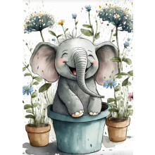 FOXKISS Baby Olifant Diamant Kunst Schilderij Kits voor Volwassenen Volledige Boor Diamant Dots Schilderijen voor Beginners Rond 5D Verf met Diamante