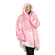 Bare Home Sherpa Fleece Wearable Blanket - Oversized Wearable Blanket Hoodie - Adult Size - Warm & Cozy - Soft Blanket - Comfortable Blanket Swea