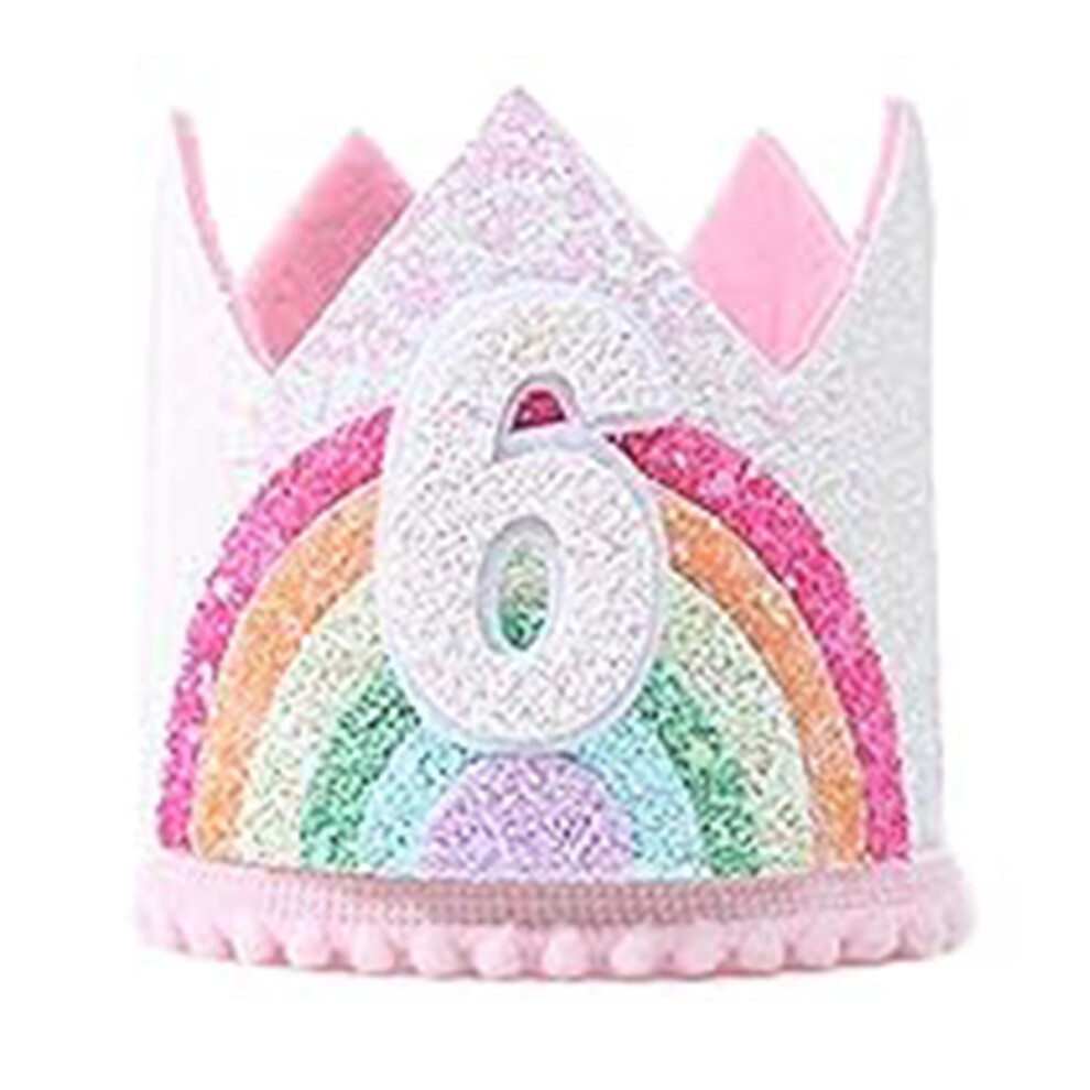 Sundecor Baby Princess Rainbow Crown Num Ro 6 Bandeau Paillettes Pour Enfants 6E Filles Accessoires Photo Accessoires Pour Cheveux Fournitures-image