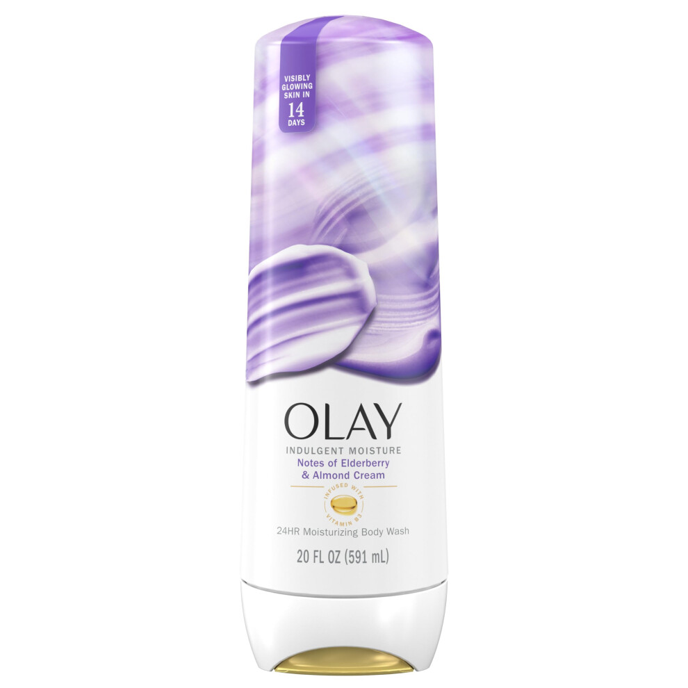 Olay Indulgent Moisture Body Wash for Women  Infused with Vitamin B3  Notes of Elderberry and Almond Cream Scent  20 fl oz