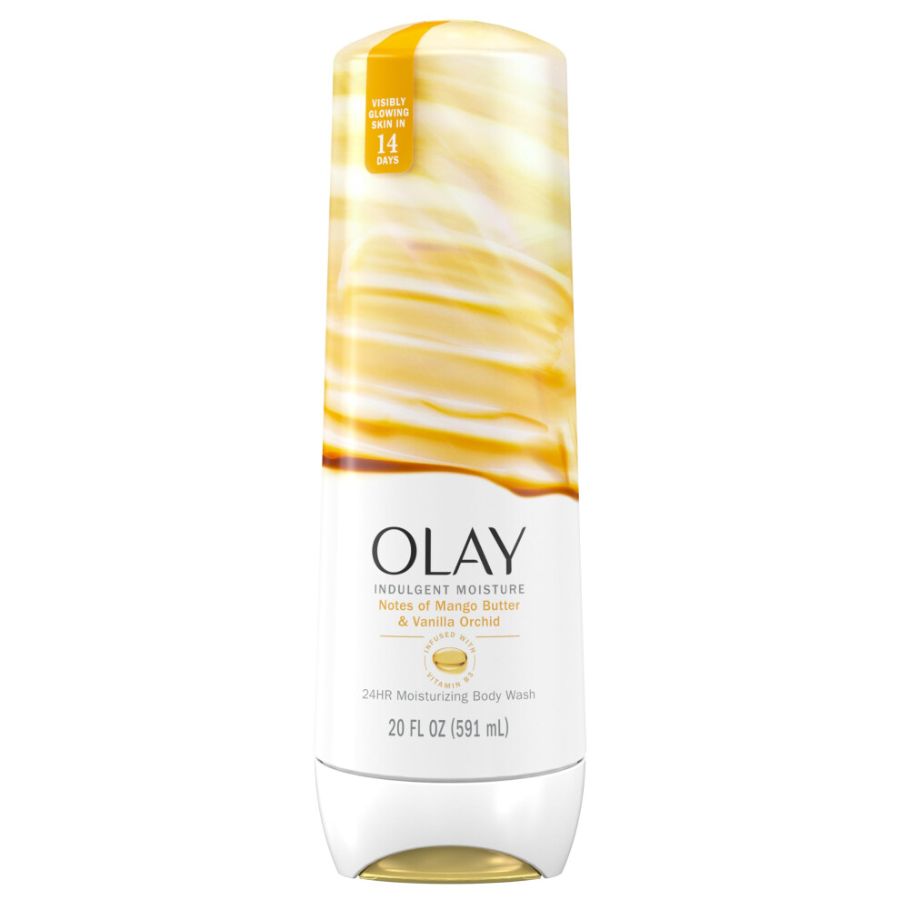 Olay Indulgent Moisture Body Wash for Women  Infused with Vitamin B3  Notes of Mango Butter and Vanilla Orchid Scent  20 fl oz