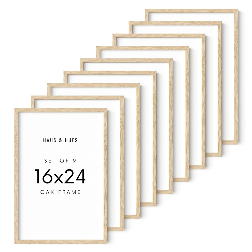 Ensemble de 9 cadres HAUS AND HUES 16x24 - Cadre pour affiche 16x24 - Cadre photo 16x24 - Cadre photo en bois clair 16x24 - Cadre photo 16x24 en