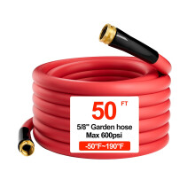 Hot/Cold Heavy Duty Water Garden Hose -50? to 190? Water Garden Hose 25 ft x 5/8'' 600Psi & Lightweight & Flexible Rubber Hose with 3/4'' Brass