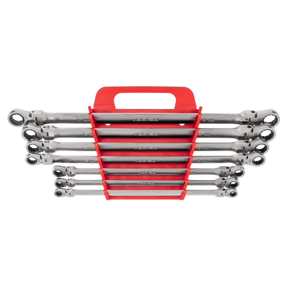 Tekton Long Flex Head 12-Point Ratcheting Box End Wrench Set With Holder, 7-Piece (6-19 Mm) | WRB96201-image