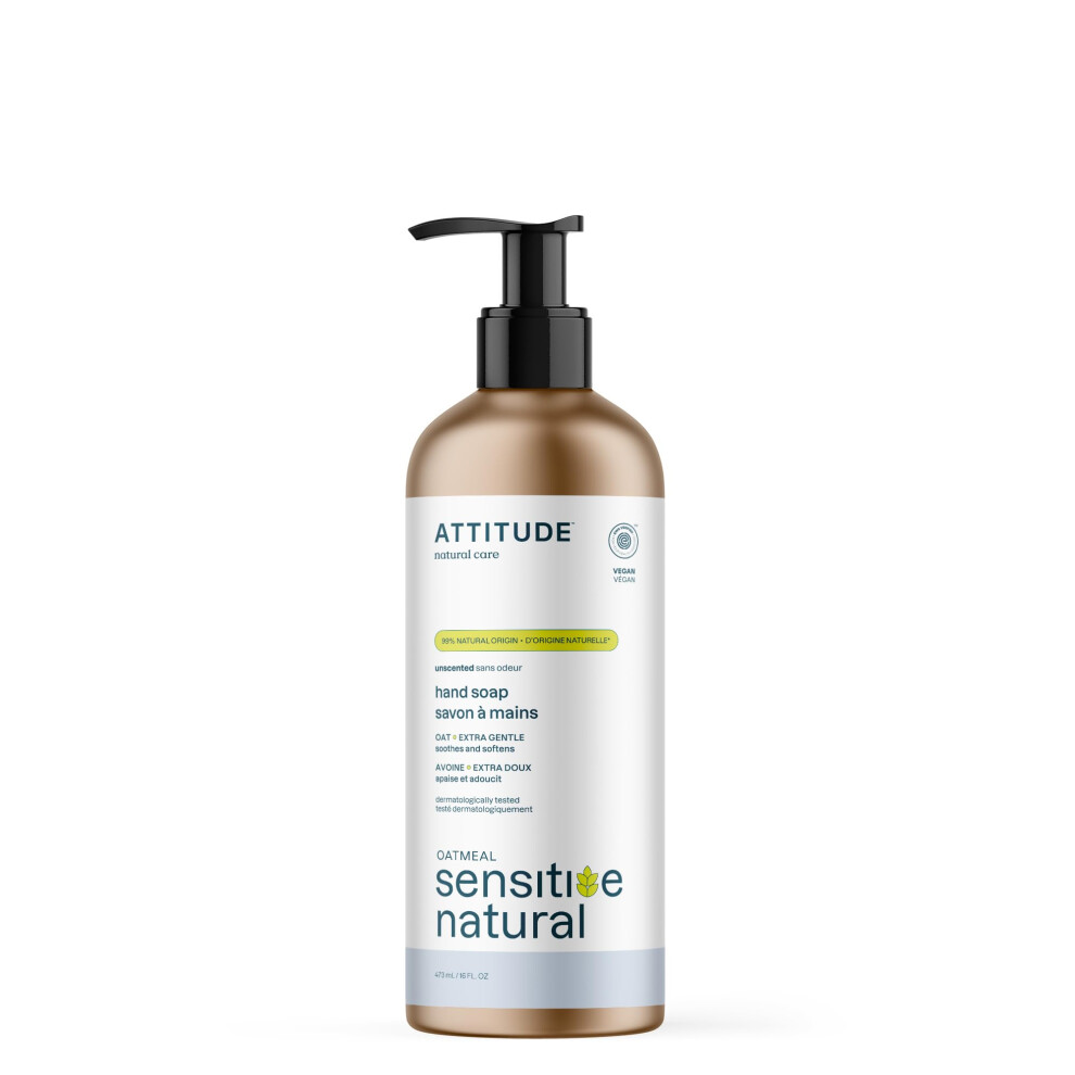 Photos - Shower Gel Attitude Gentle Hand Soap for Sensitive Skin EWG Verified Enriched with Oats Dermatologically Tested Vegan Unscented Aluminu 