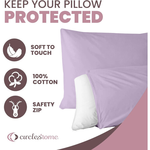 Protetores de Almofada CirclesHome (20 x 55) Com Zíper - 100% Algodão Respirável 2