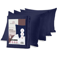 CirclesHome Pillow Protectors 4 Pack Standard Zippered - 100% Cotton Breathable Pillowcases - Protects Pillows from Dirt Dust and Debris (Standard -