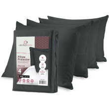 CirclesHome Pillow Protectors 4 Pack King Zippered - 100% Cotton Breathable Pillowcases - Protects Pillows from Dirt Dust and Debris (King - Set