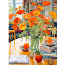 Cross & Glory - Poppies Panorama: Orange Elegance - 1000-dielna skladacka pre dospelých | Umelecké puzzle | Krásny dizajn | Žiarivé dieliky | Sat