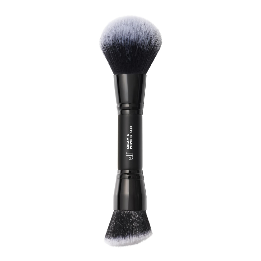 e.l.f. Dual-Ended Cream + Powder Brush  Two-in-One Makeup Brush For Creating A Gorgeous  Airbrushed-looking Complexion  Vegan & Cruelty-free