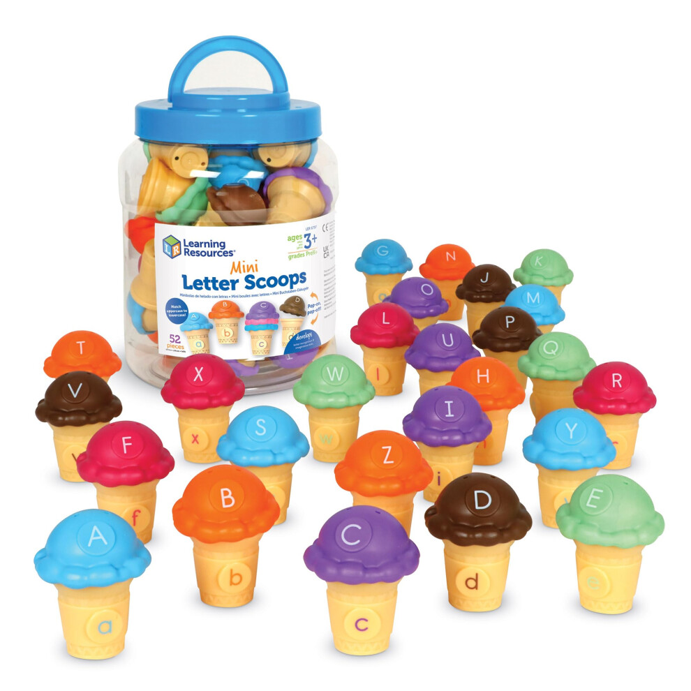 Learning Resources Mini Letter Scoops - Preschool Learning Toys For Kids Ages 3+ Stacking Toys For Toddlers And Kids Montessori Learning 52 Pieces