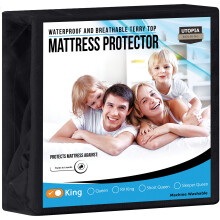 Utopia Bedding Wasserdichter Matratzenschoner, King-Size-Gre, Premium-Frottee-Matratzenbezug, 200 g/m, atmungsaktiv, passgenauer Stil mit dehnbare