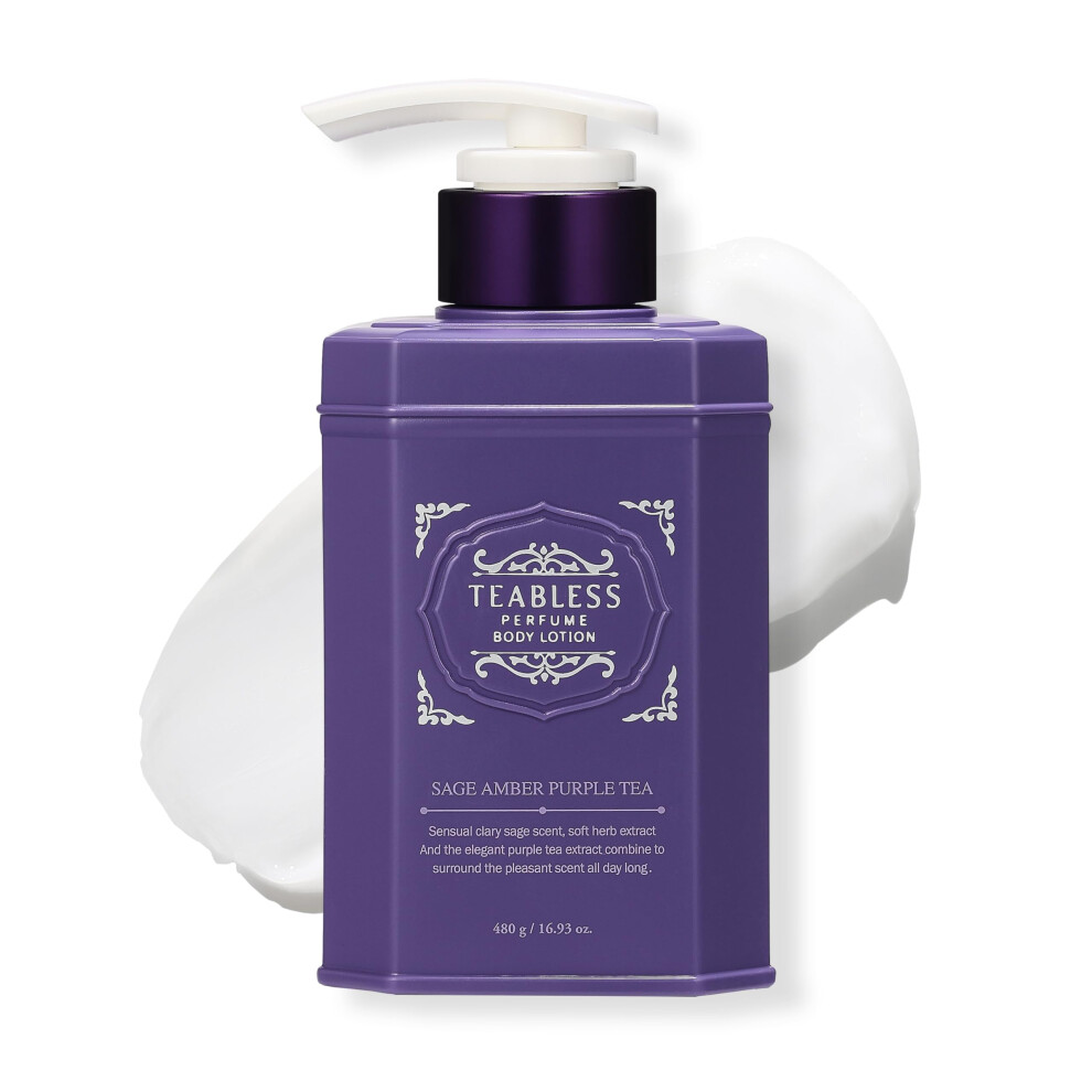 Teabless Amber/Purple Sage Tea Perfumed Body Lotion Daily Moisturizer Body Lotion For Dry Skin & Sensitive Skin Non-Greasy Slow Aging Floral