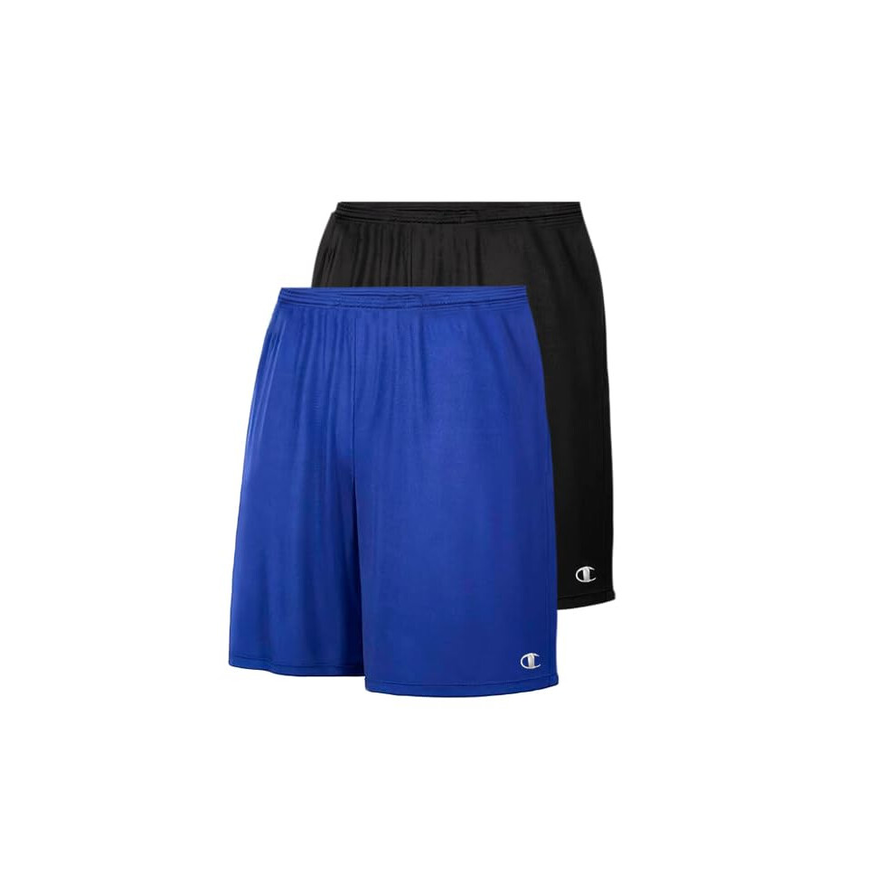 Champion Gym Shorts Men Big and Tall - 2 Pack Performance Dry Fit Running Shorts Black/Royal