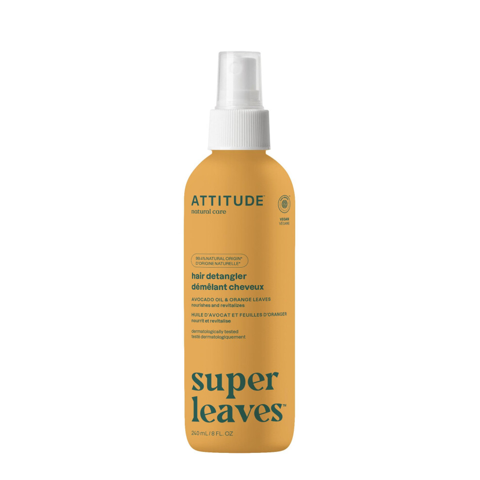 Attitude Orange Detangling Spray Ewg Verified Plant-Based Ingredients Vegan Leaves 8 Fl Oz