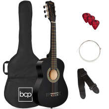 Best Choice Products 30 Zoll Akustikgitarre f r Kinder, Anf nger-Starter-Set mit Gurt, Koffer und Saiten, Schwarz