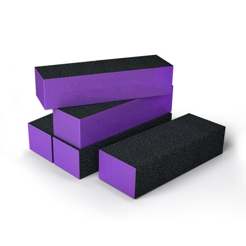 Morary Block Λείανσης Νυχιών 100/100/180 Grit για Τεχνητά Νύχια 5 Τεμάχια (Μαύρο Μωβ)