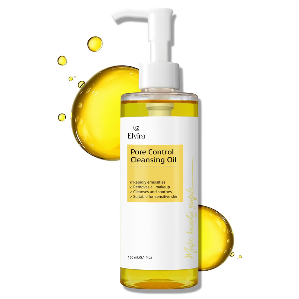 Elvira Pore Control Cleansing Oil  Makeup Remover for Sensitive  Oil Cleanser for Face  Blackhead Removal  Korean Skin care  Hydrating  Fragrance-Free