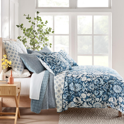 Levtex Home - Mills Waffle - Conjunto de Colcha Twin/Twin XL - Algodão Chambray Waffle 2