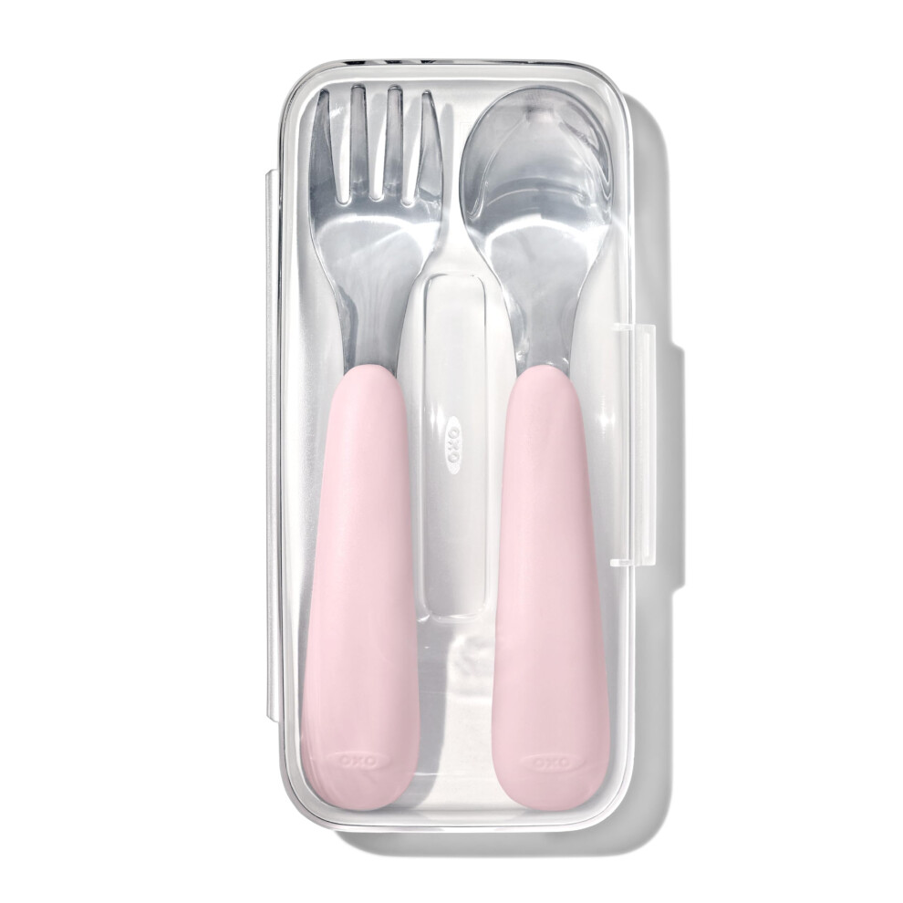 Oxo Tot On-The-Go Fork And Spoon Set - Blossom