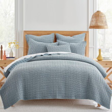 Levtex Home - Mills Waffle - Conjunto de Colcha Twin/Twin XL - Algodão Chambray Waffle