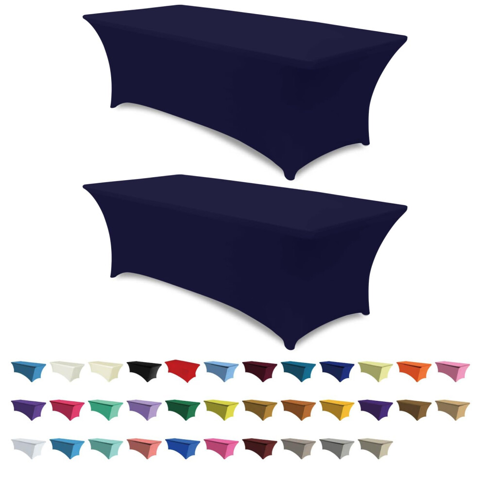 Abccanopy 2Er-Pack 2,44 M Spandex-Tischdecken, Stretch-Tischdecke, Rechteckiger Tisch, Passender Polyester-Tischbezug, Tischaufs Tze, Marineblau-image