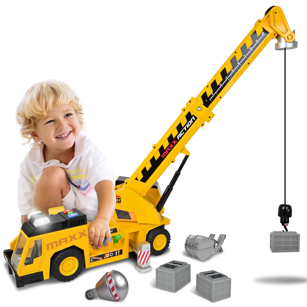 Photos - Toy Car Sunny Days Entertainment LLC. Maxx Action 27'' 3-N-1 Crane Truck - Large Construction Vehicle with Lights Sounds and Motoriz