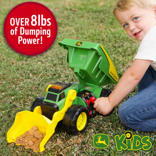 John Deere John Deere 18 2-n-1 1 DIG RIG Toy Dump Truck e Loader frontal com luz 2