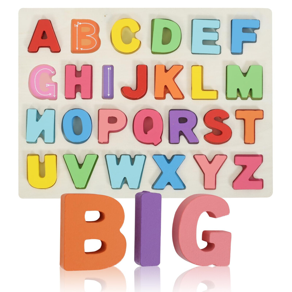 Kairsya Alphabet Puzzle - Montessori Wooden Puzzles for Toddlers 1-5 | ABC Alphabet Puzzles Learning Toys for Toddlers 1-5 Alphabet Puzzle | Todd