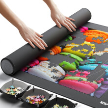 Newverest Jigsaw Puzzle Mat Roll Up Saver Pad 39,4 x 23,6 Draagbare Keeper Tot 1000 stukjes met antislip rubberen onderkant en polyester bovenkant +