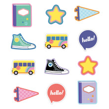 Carson Dellosa We Stick Together 36 Pinnwandausschnitte Hello School, Stern-Notizbuch, Schulbus-Pinnwanddekorationen fr den Schulanfang, Pinnwandf