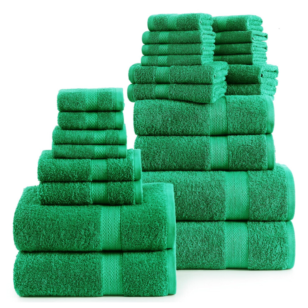 LANE LINEN Ensemble de serviettes de bain 100 % coton pour salle de bain 24 pi   ces - Serviette de voyage 8 d   barbouillettes pour le visage 4 serv