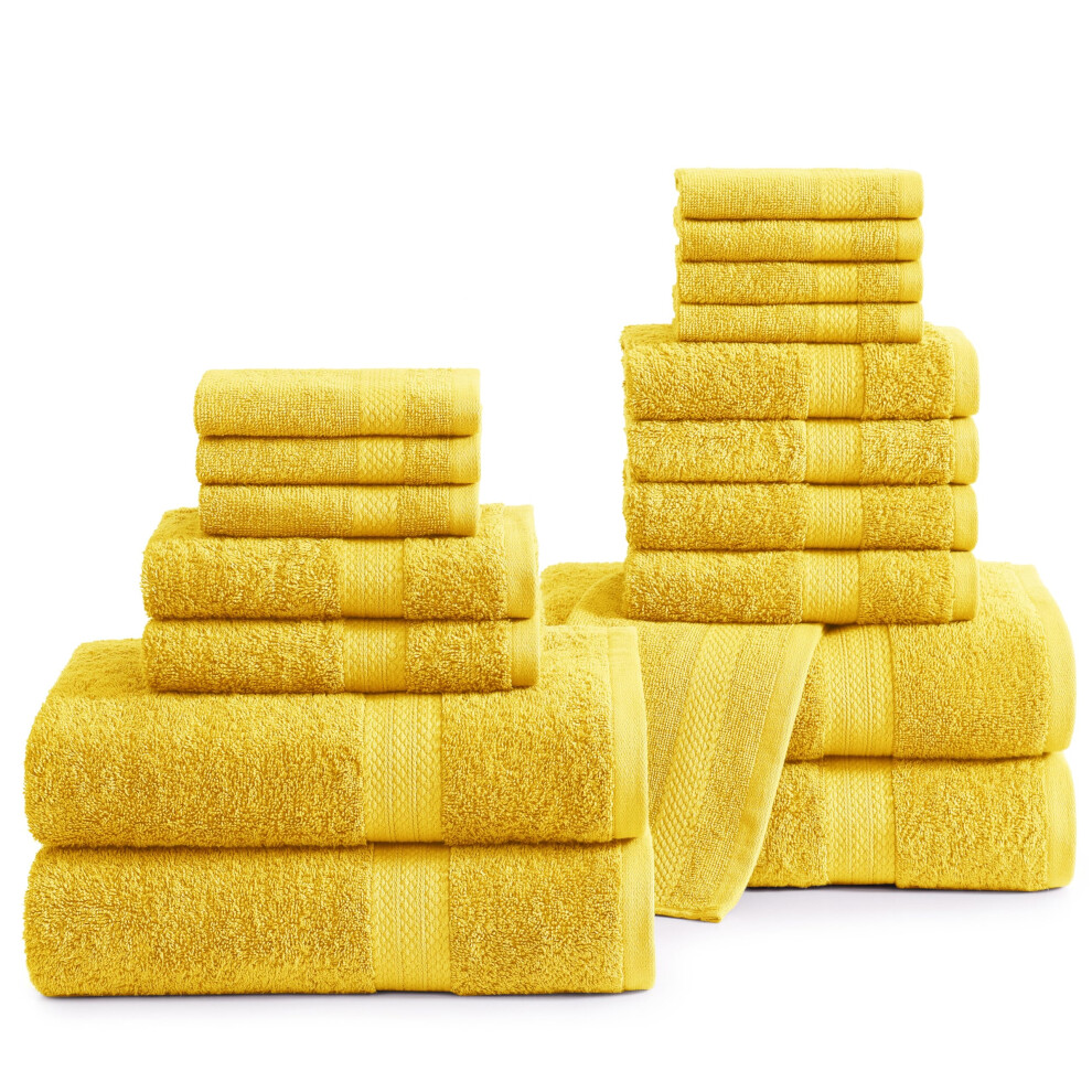 Serviettes de bain en coton LANE LINEN - Ensemble de 18 serviettes de bain - 4 serviettes de bain extra larges, 6 essuie-mains noirs, 8 d   barboui