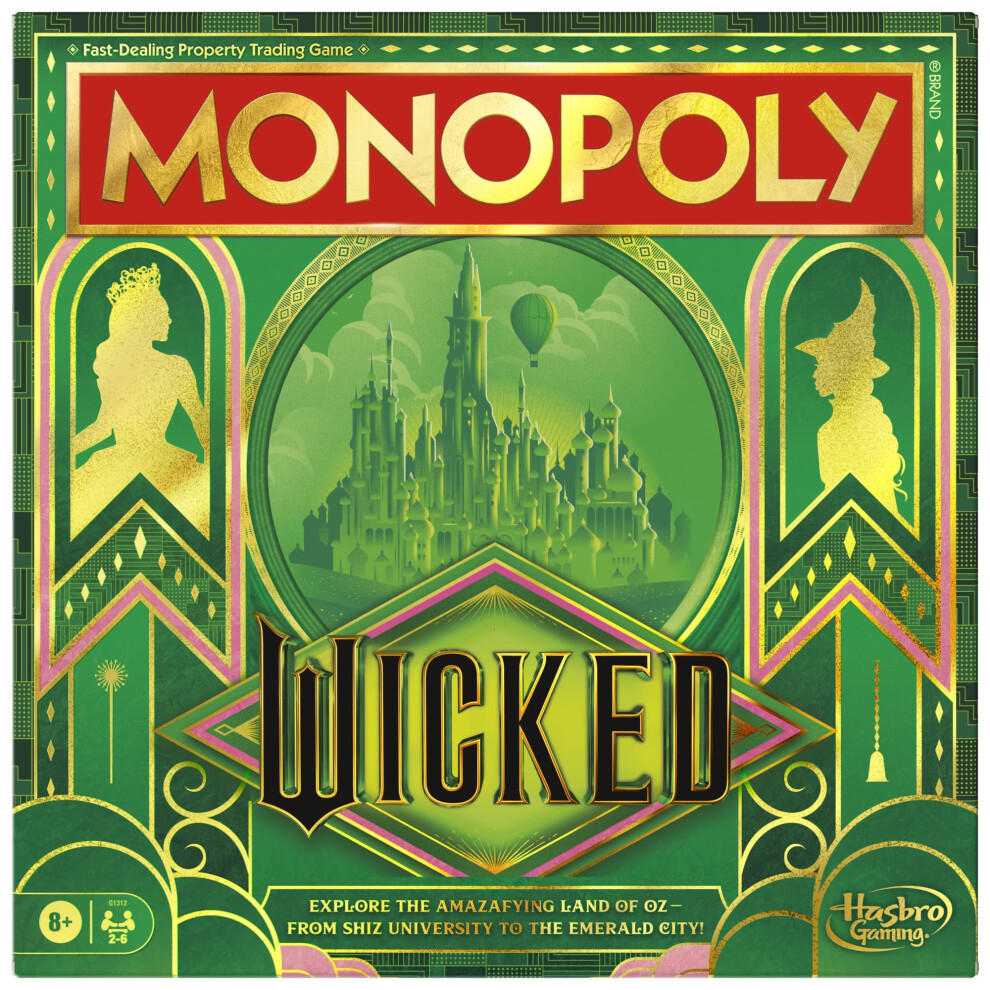 Monopoly Wicked Edition Board Game | Inspired By The Motion Picture | Ages 8+ | 2 To 6 Players | 30 Mins. | Family Games For Kids Teens And Adults