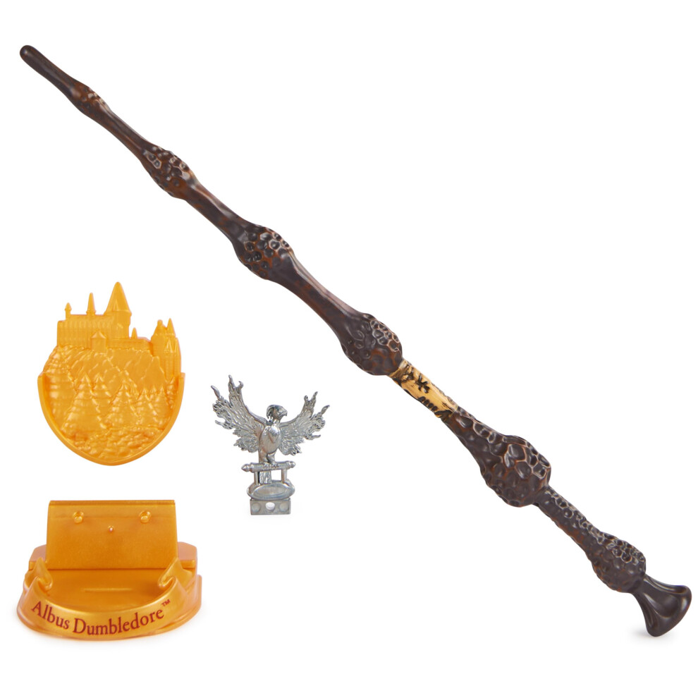 Wizarding World Harry Potter, 12-Inch Magical Collector Albus Dumbledore Wand With Stand & Die-Cast Icon, Magical Creatures Series-image