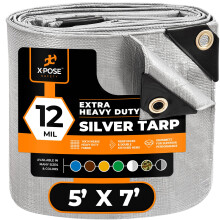 Lona Poliéster Prata 5' X 7' - Capa Protetora Resistente - Durável, Impermeável, Resistente ao Tempo