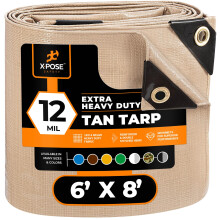 Tarp de Poliéster Resistente 6' X 8' - Capa Protetora Multifuncional - Durável, Impermeável, Resistente ao Tempo